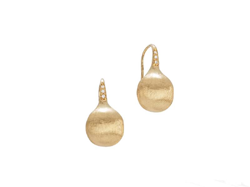 ORECCHINI IN ORO GIALLO CON AMO DI DIAMANTI E BOULE D'ORO AFRICA MARCO BICEGO OB1632-A-B